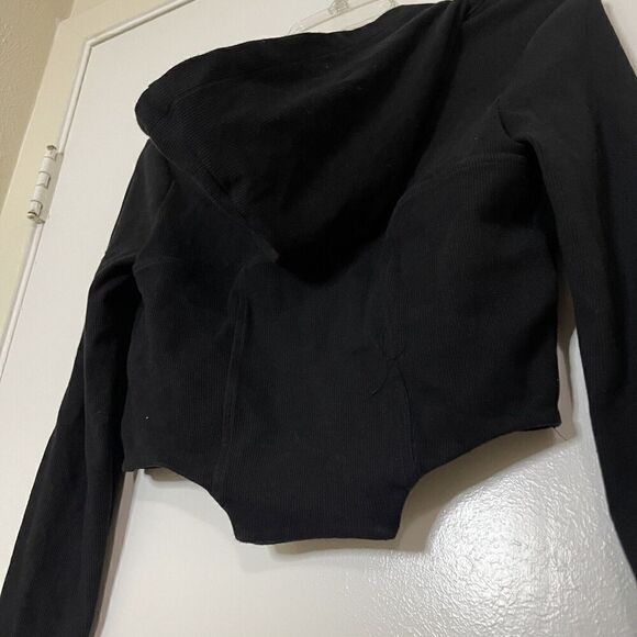 ANTHROPOLOGIE full zip ribbed black hoodie sweater size small - Picture 6 of 6